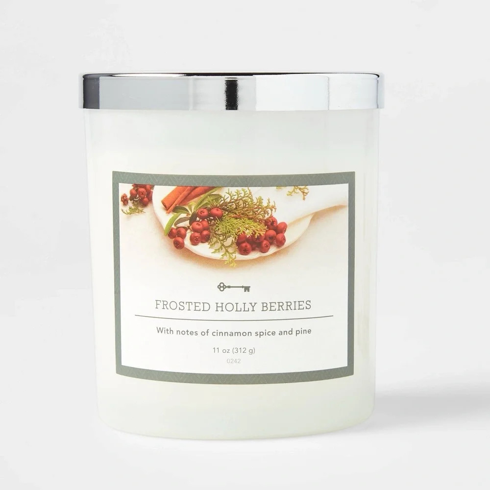 11oz Glass Jar Nordic Holly Frosted Berry Candle Threshold cinnamon spice &pine - Picture 2 of 7